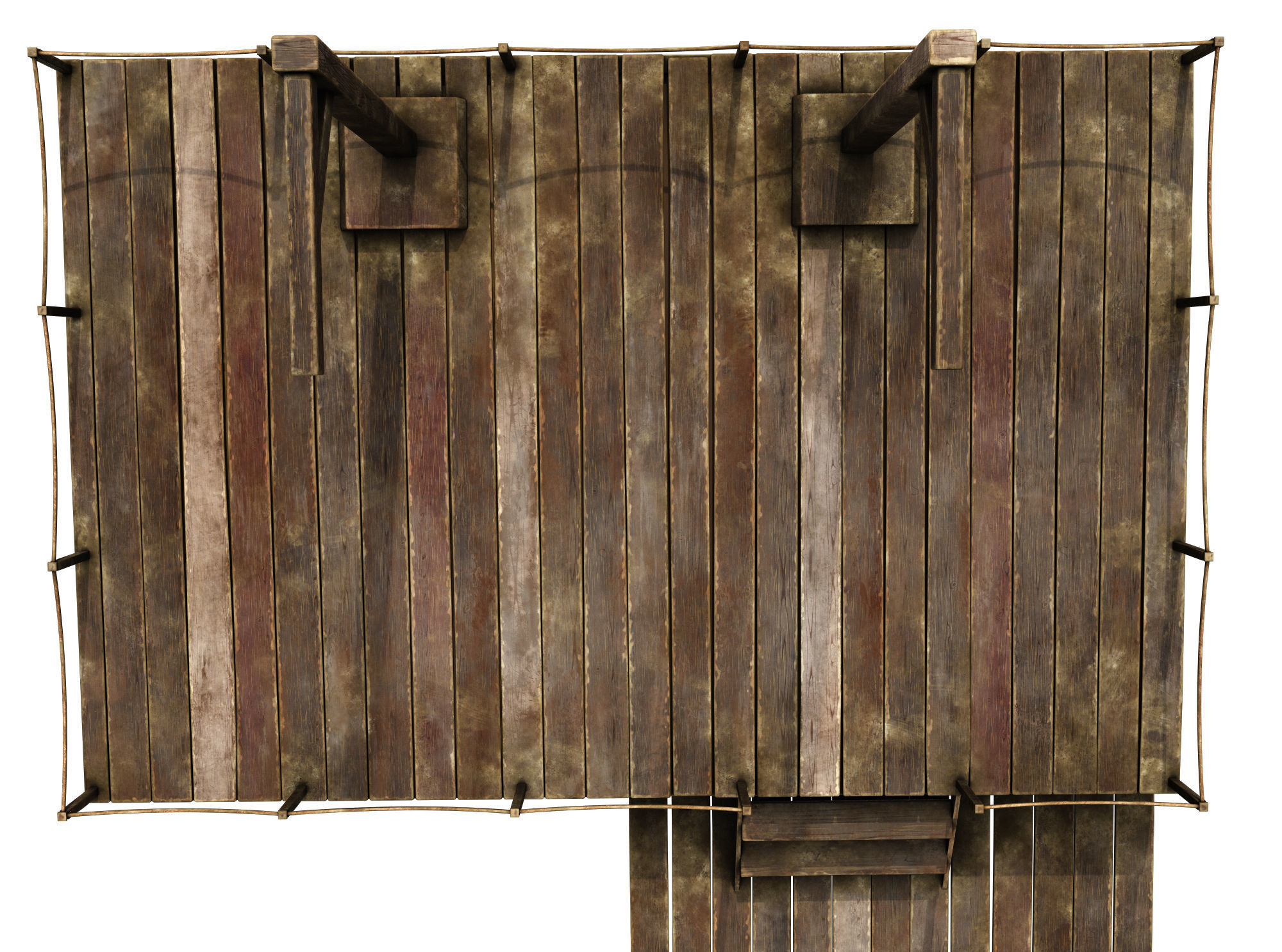 Medieval Triple Gallows Low-poly 3D model_3