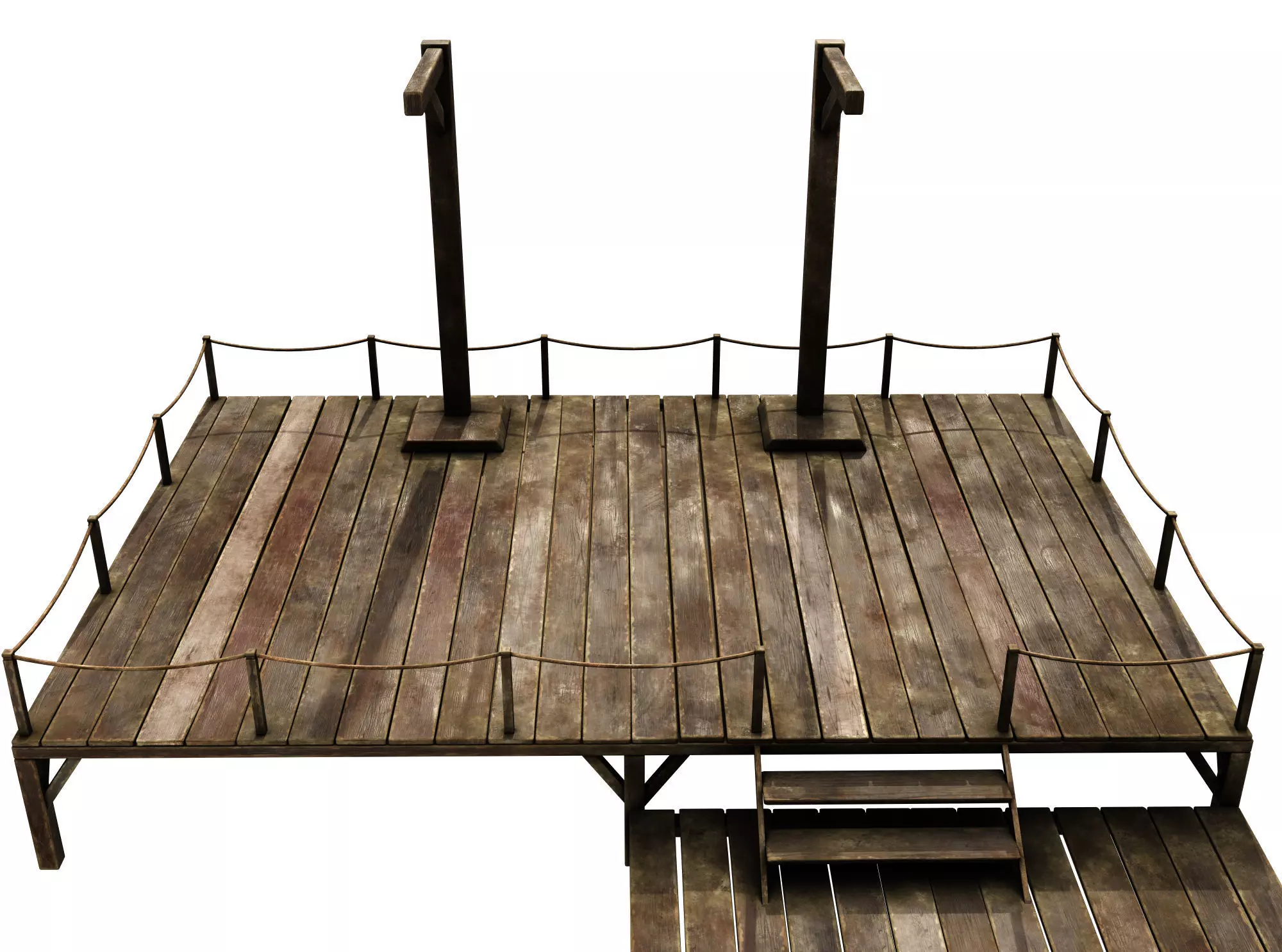 Medieval Triple Gallows Low-poly 3D model_0