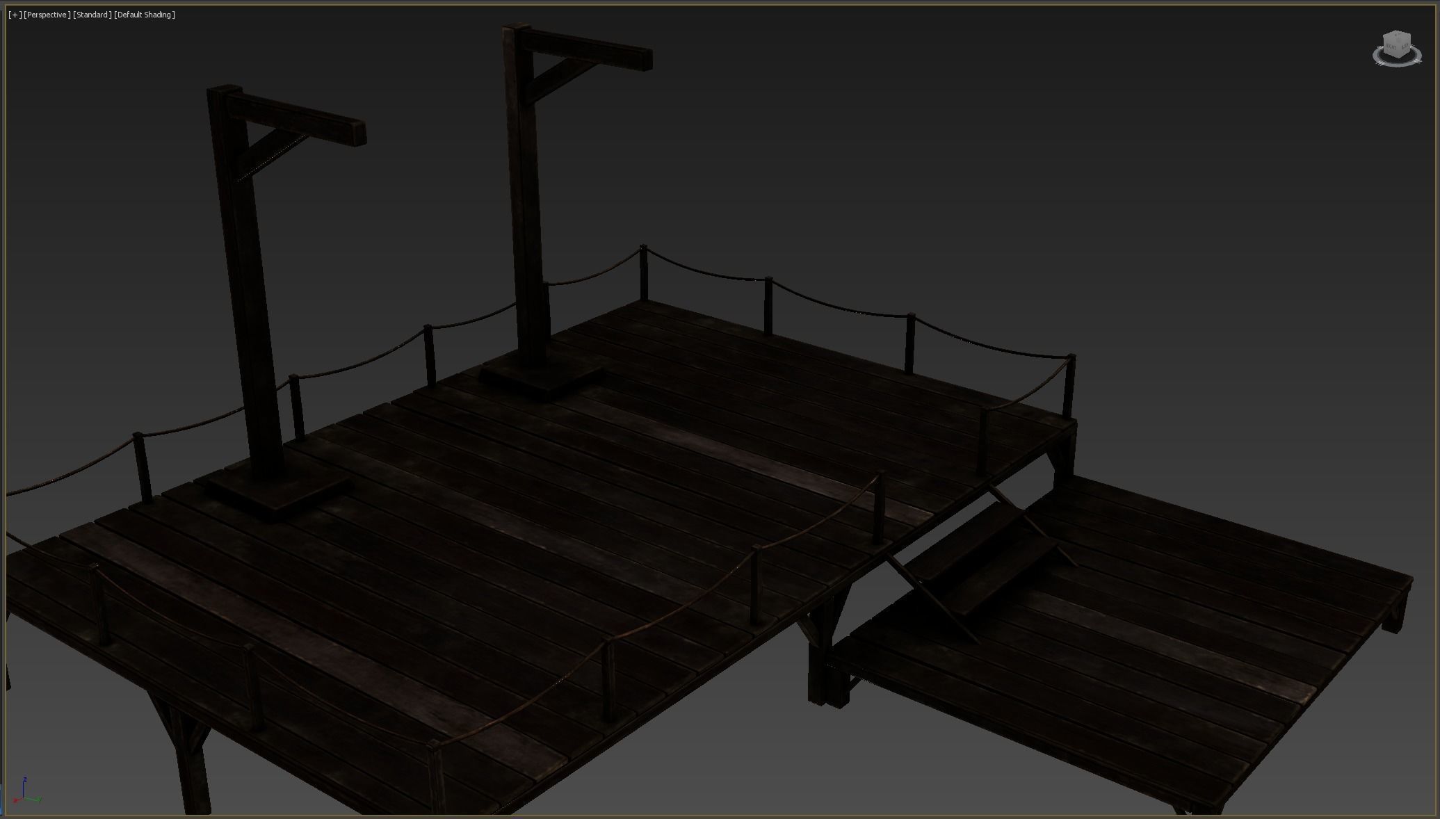 Medieval Triple Gallows Low-poly 3D model_8