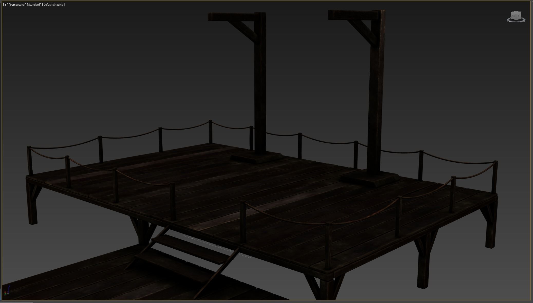 Medieval Triple Gallows Low-poly 3D model_9