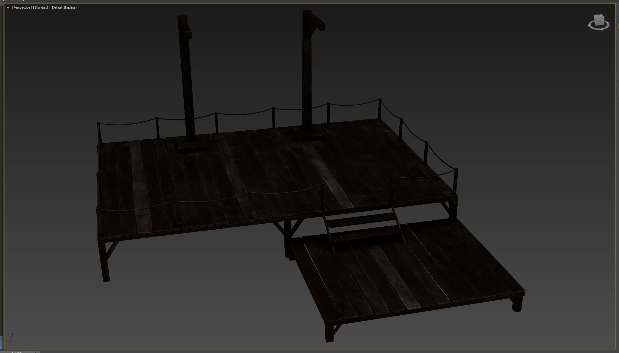 Medieval Triple Gallows Low-poly 3D model_6