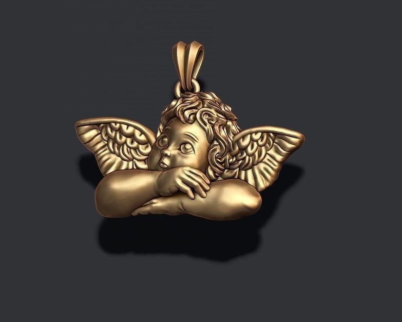 dreaming angel pendant v2 3D print model_2
