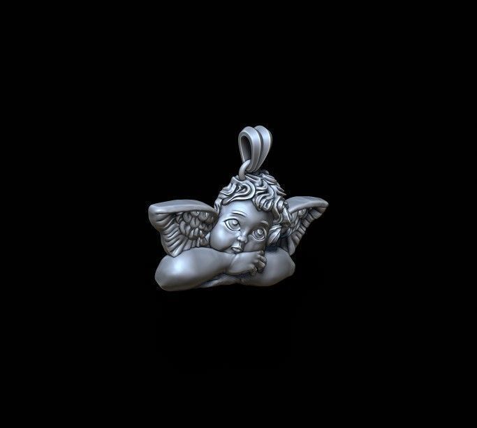 dreaming angel pendant v2 3D print model_6