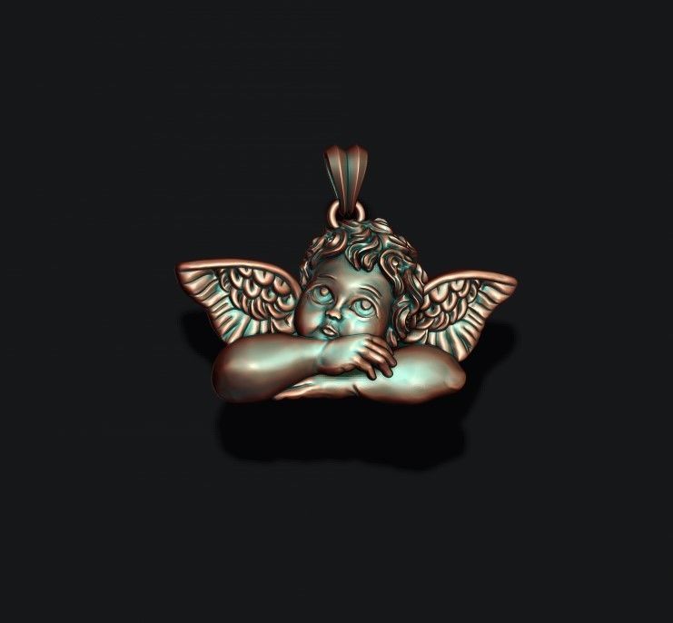 dreaming angel pendant v2 3D print model_4