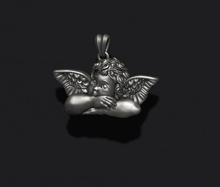 dreaming angel pendant v2 3D print model_7