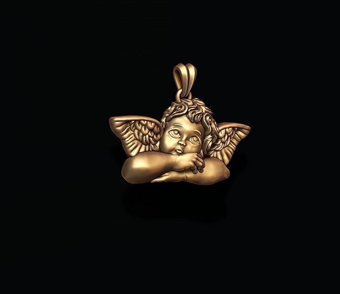 dreaming angel pendant v2 3D print model_3