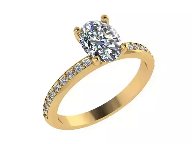 Ring136 oval diamond engagement ring gold