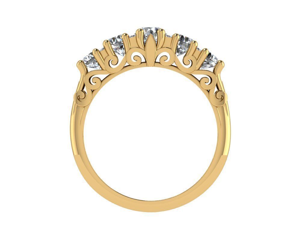 Ring138 elegant diamond ring gold 3D print model_2