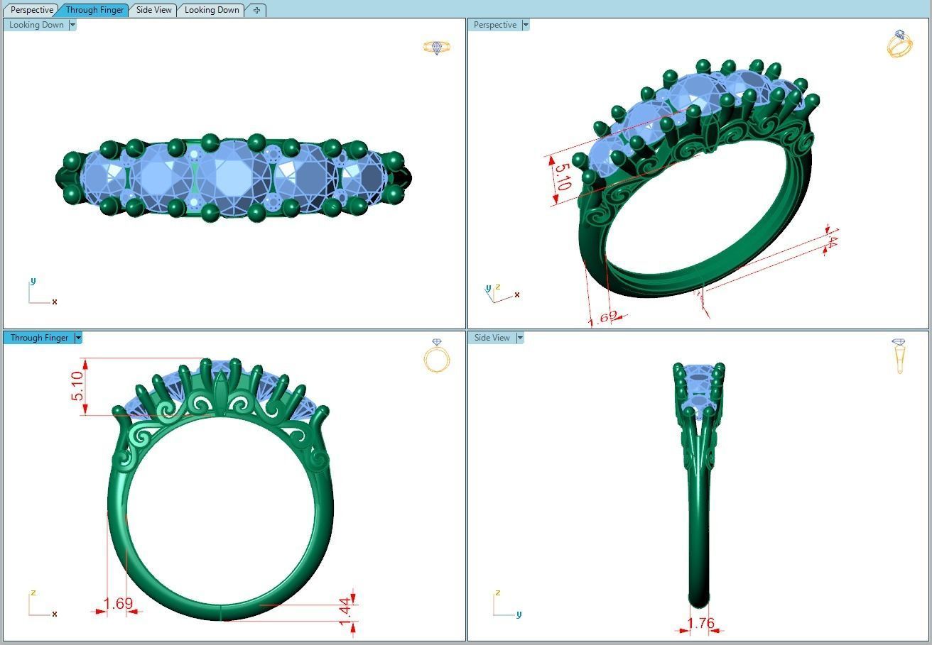 Ring138 elegant diamond ring gold 3D print model_5