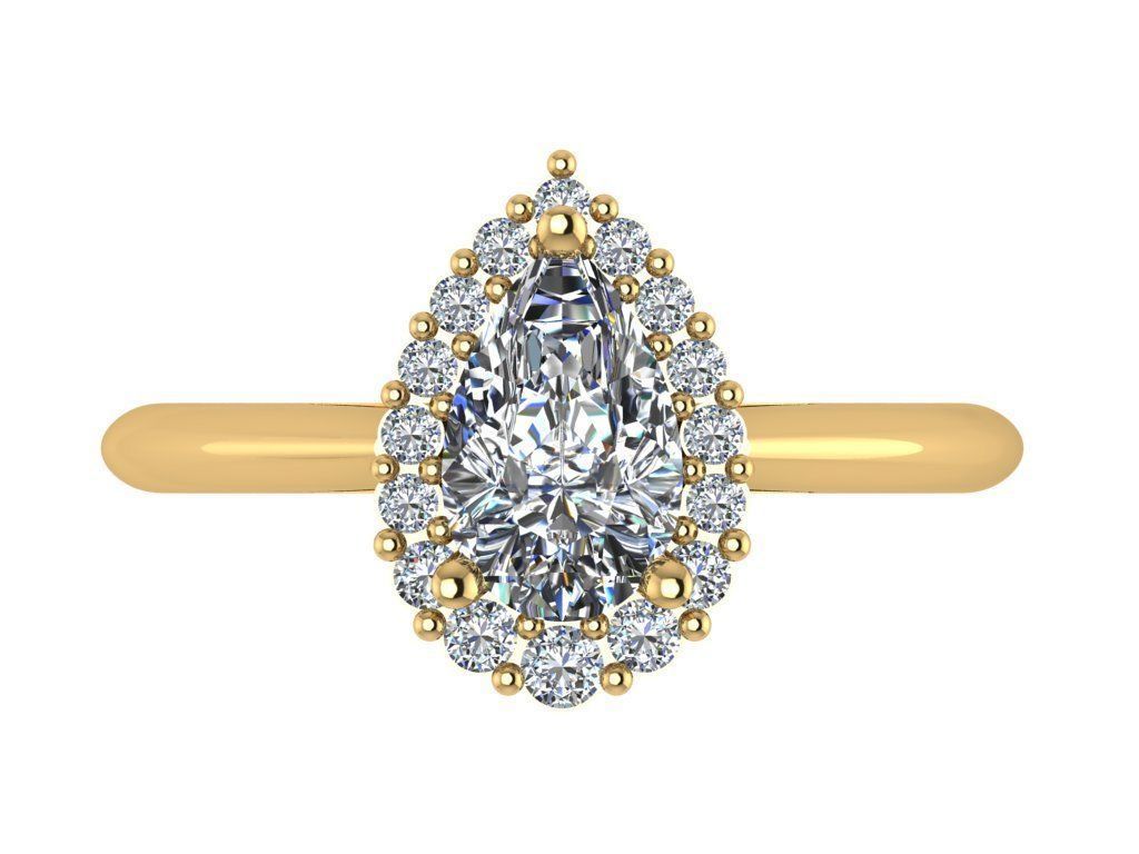 Ring139 pear shaped diamond engagement ring gold 3D print model_1