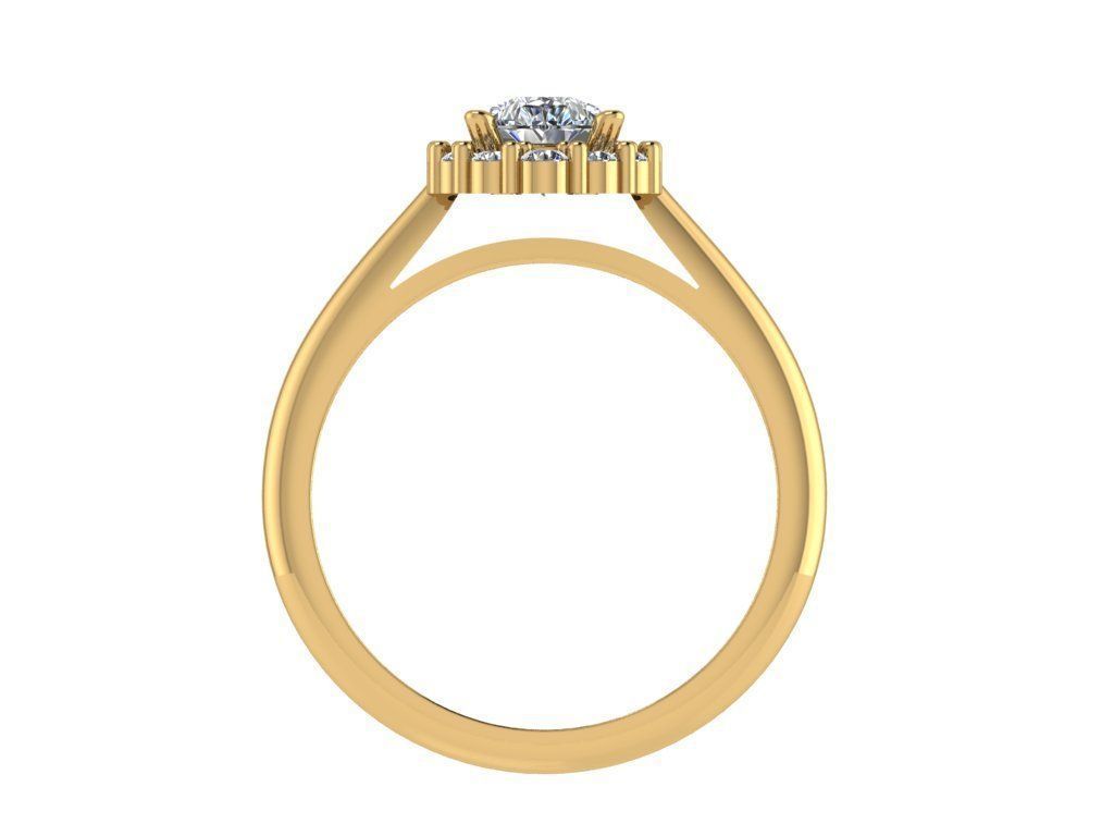 Ring139 pear shaped diamond engagement ring gold 3D print model_2
