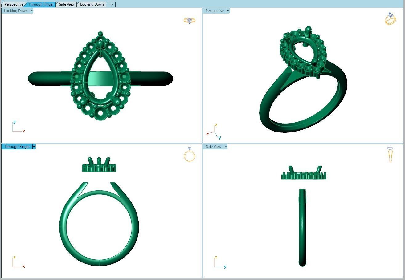 Ring139 pear shaped diamond engagement ring gold 3D print model_8