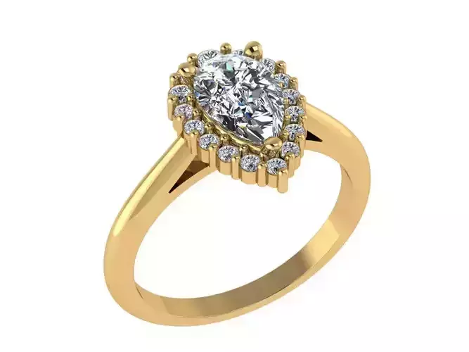 Ring139 pear shaped diamond engagement ring gold 3D print model