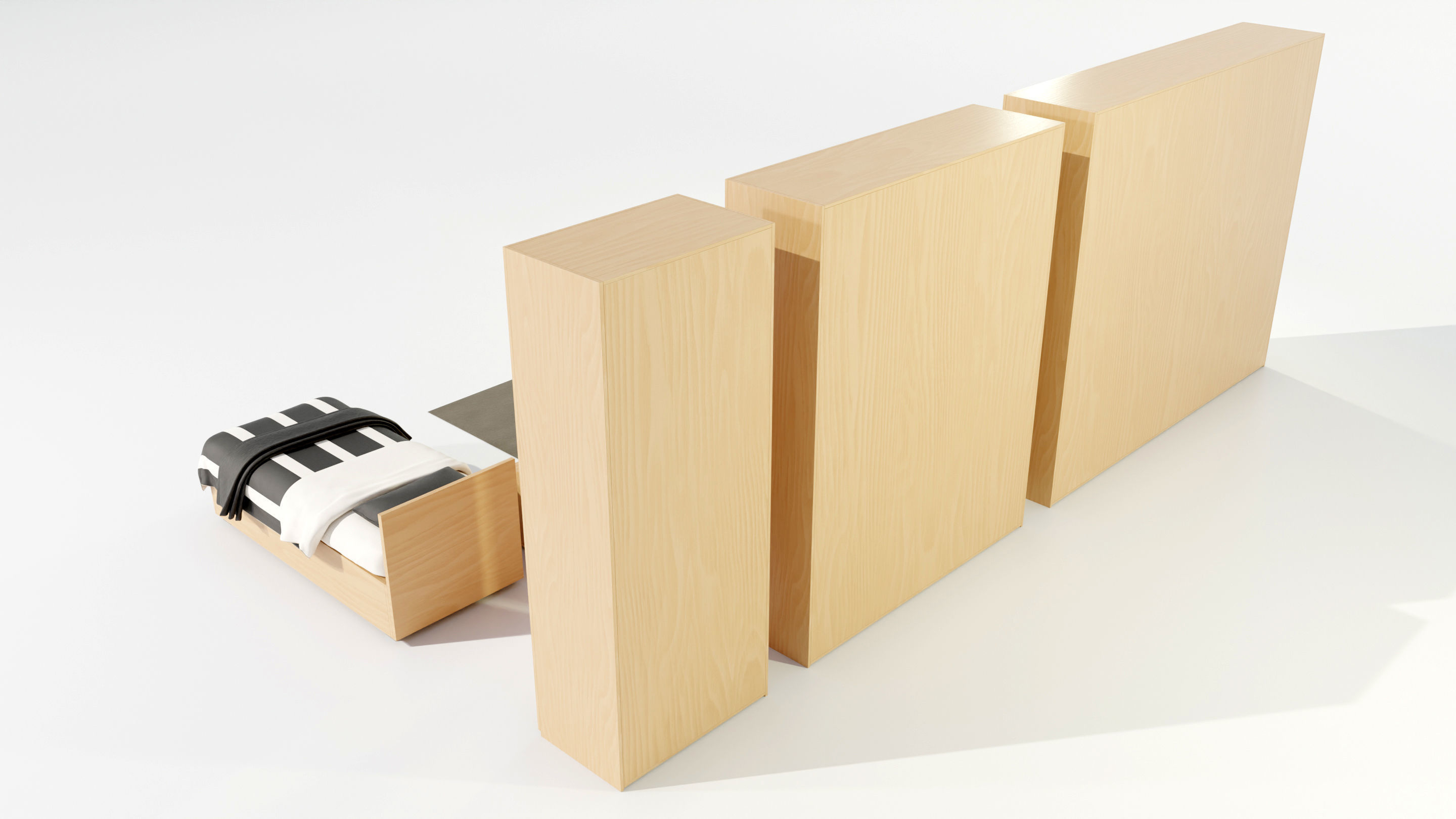 Bedroom Complete Furniture Set 3D model_4