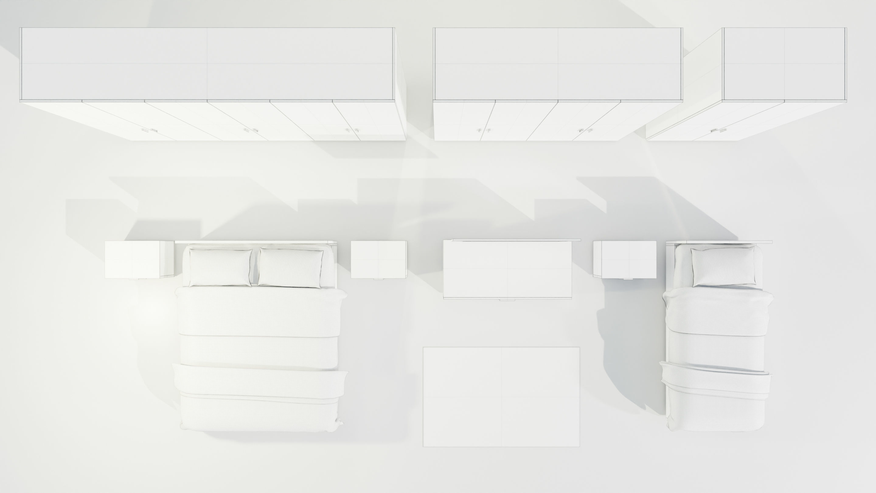 Bedroom Complete Furniture Set 3D model_23