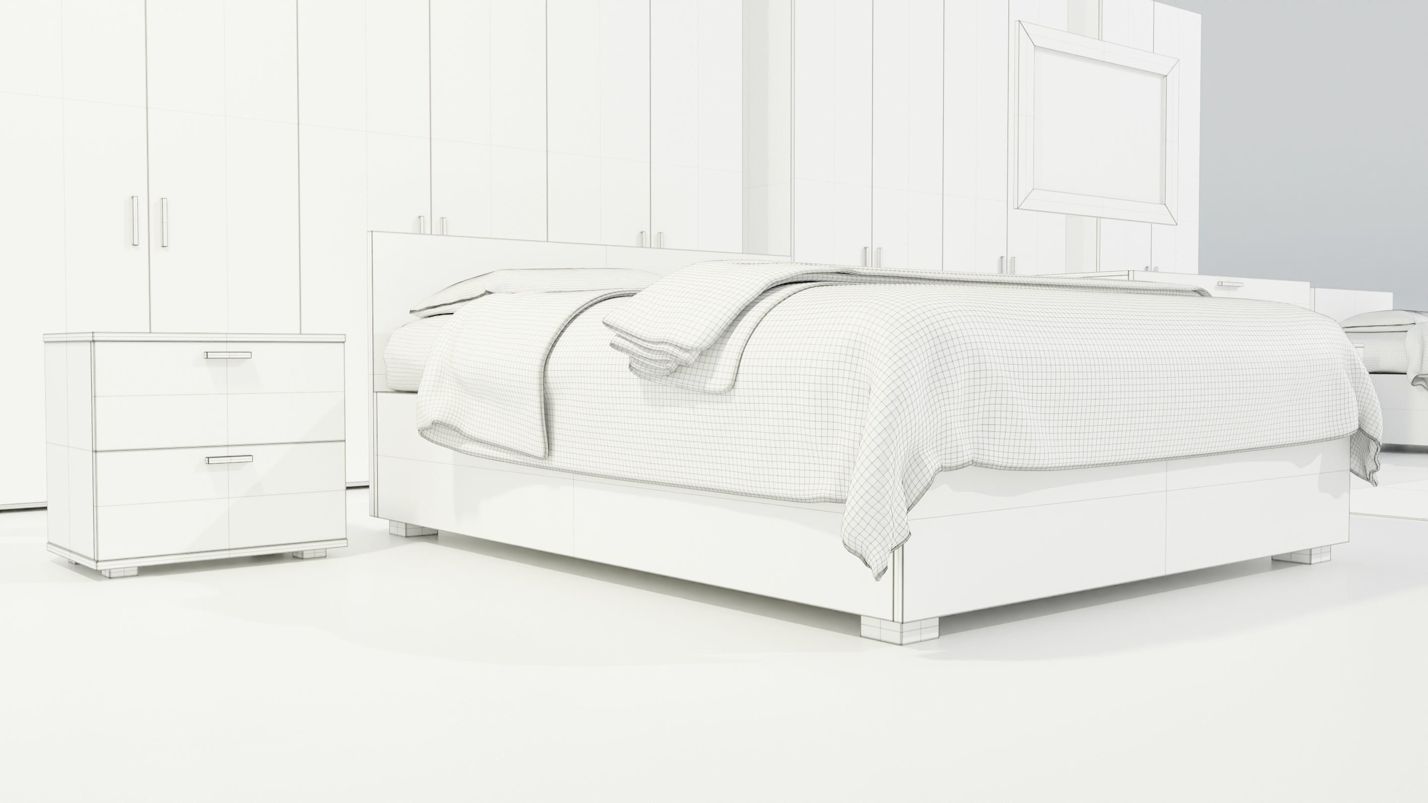 Bedroom Complete Furniture Set 3D model_20