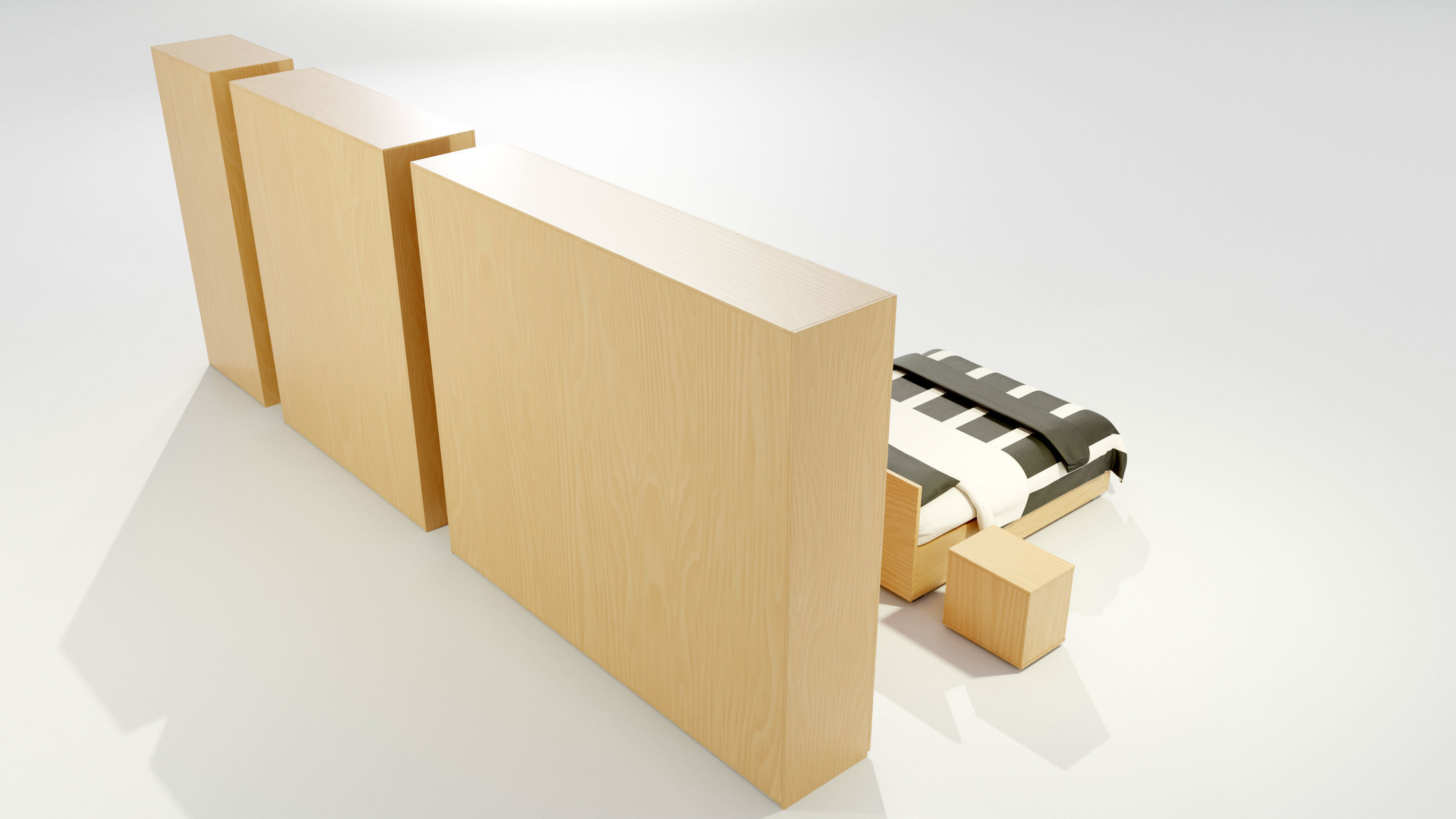 Bedroom Complete Furniture Set 3D model_5