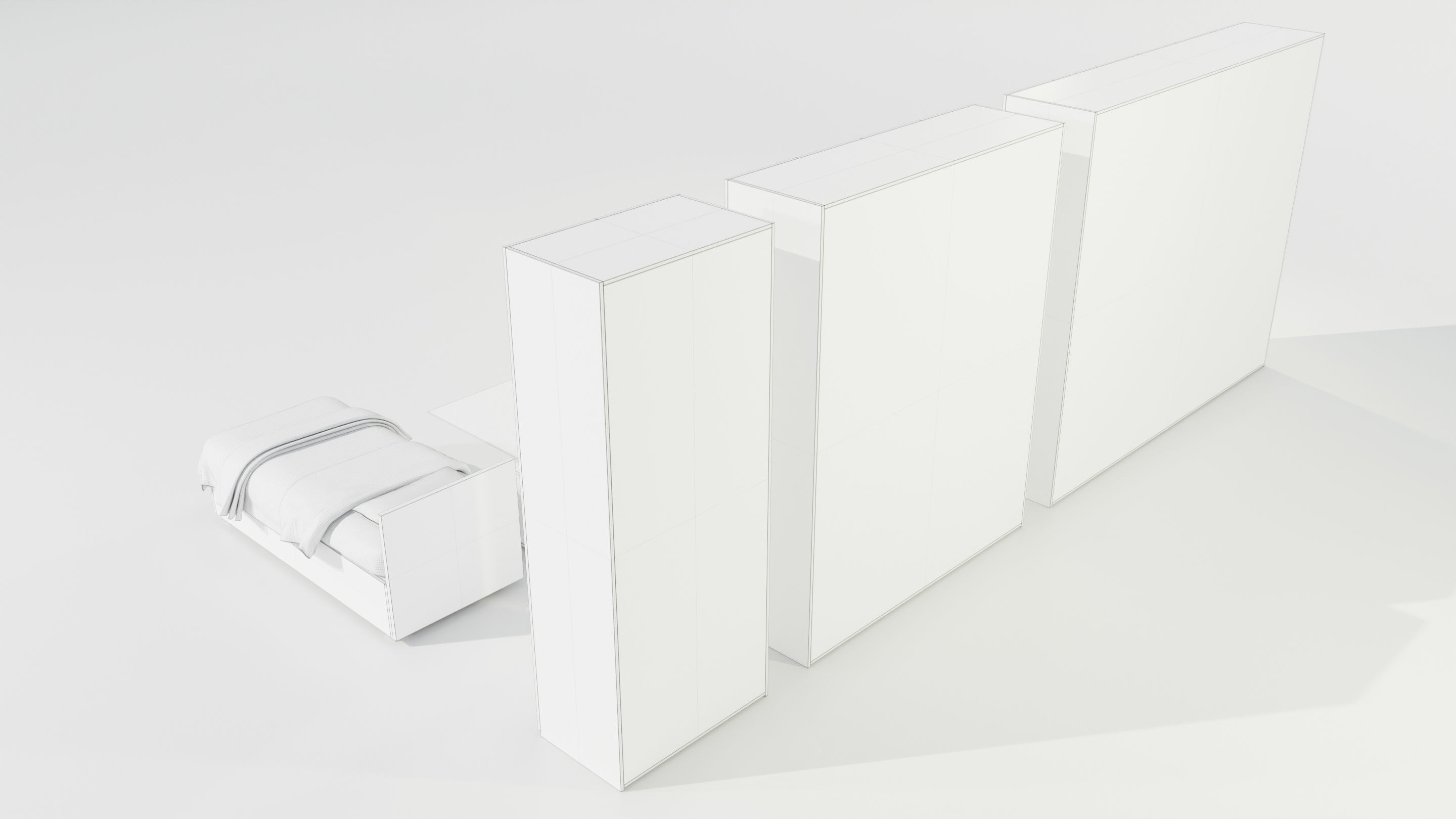 Bedroom Complete Furniture Set 3D model_17