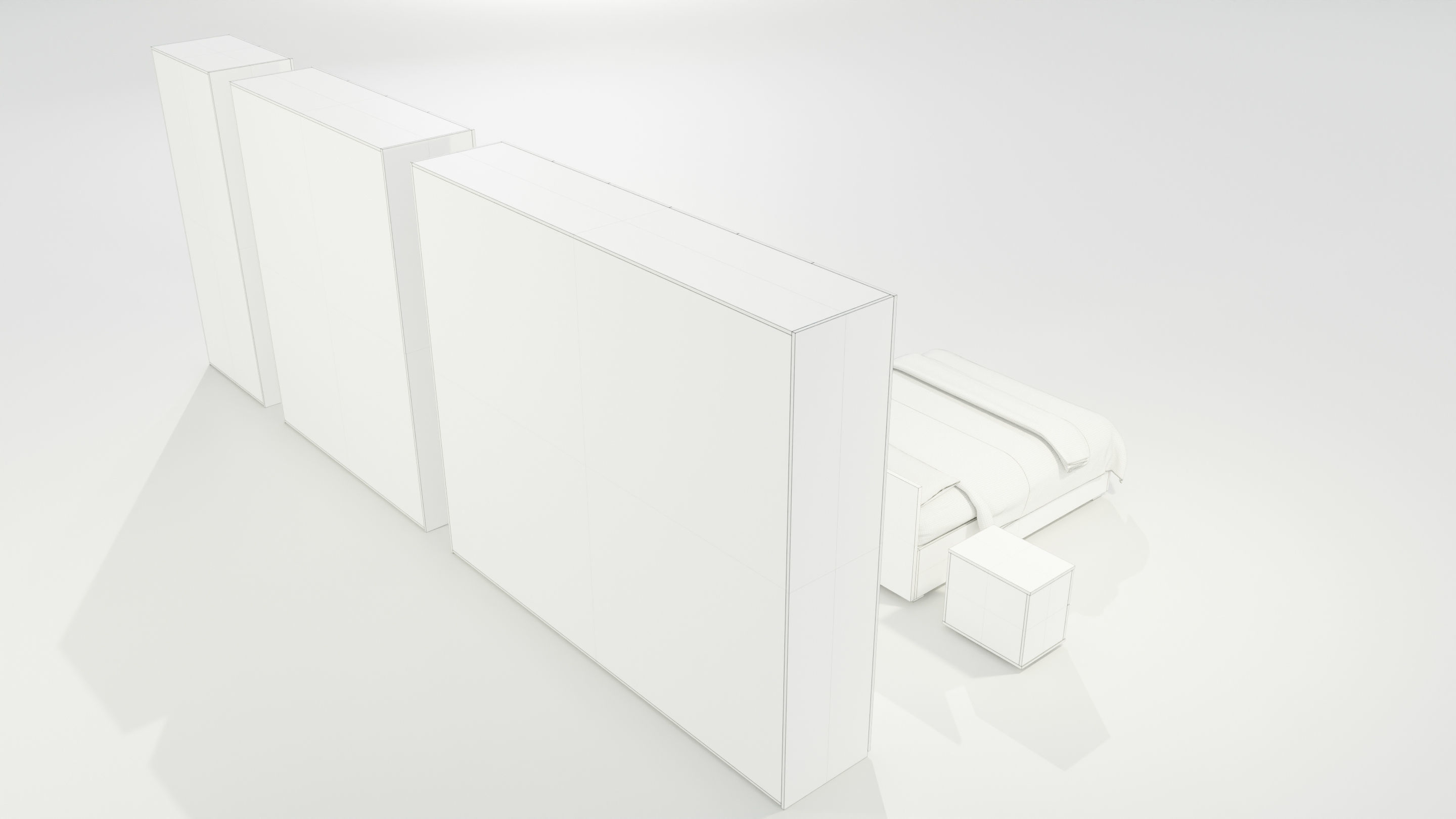 Bedroom Complete Furniture Set 3D model_18