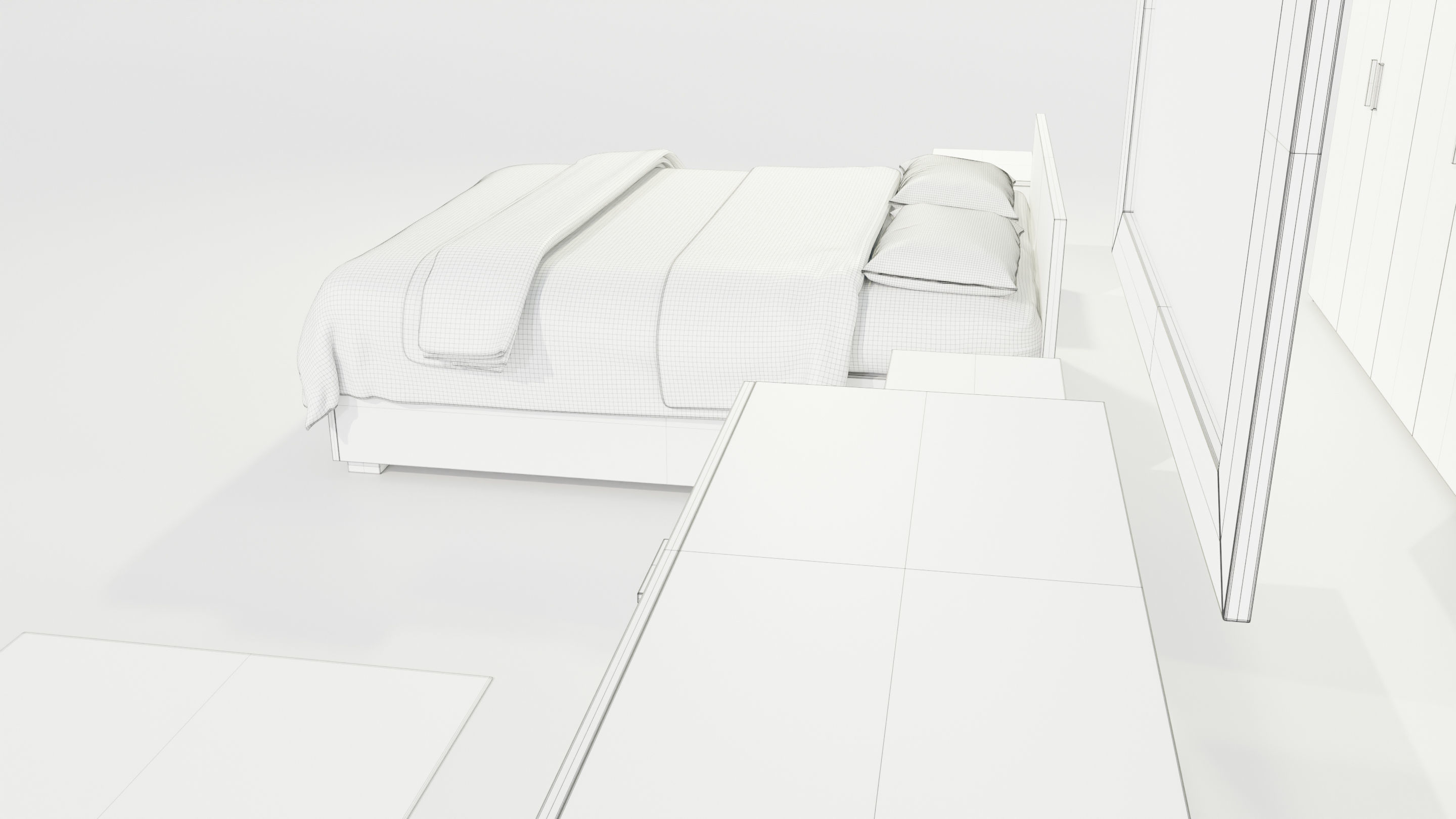 Bedroom Complete Furniture Set 3D model_21