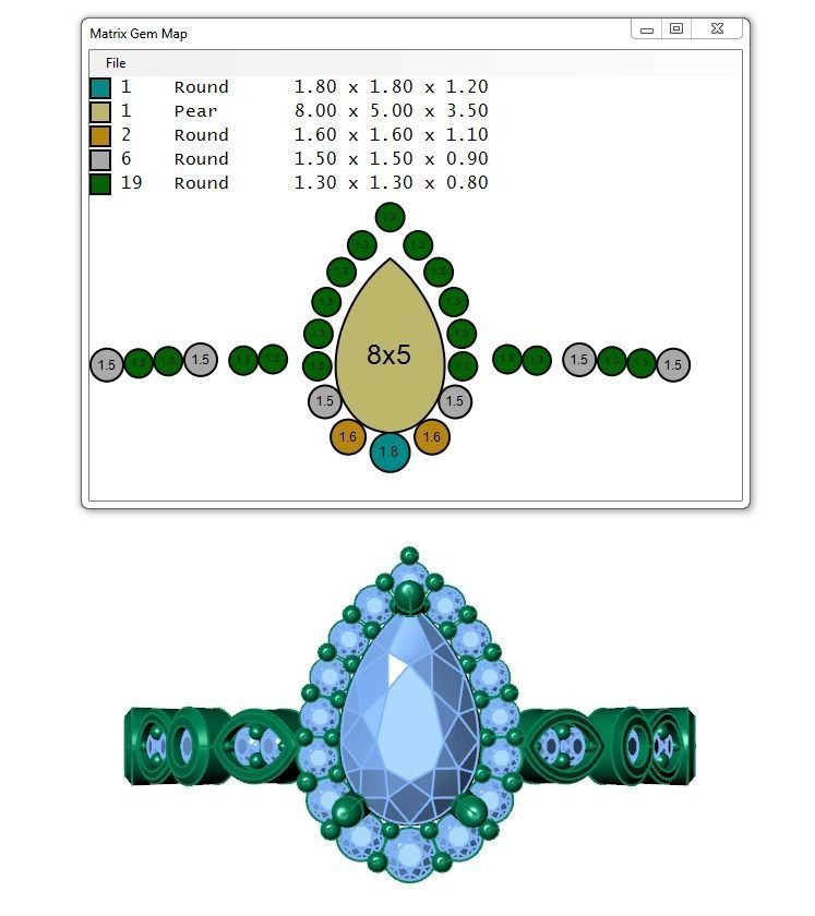 Ring140 pear shaped diamond engagement ring gold 3D print model_6