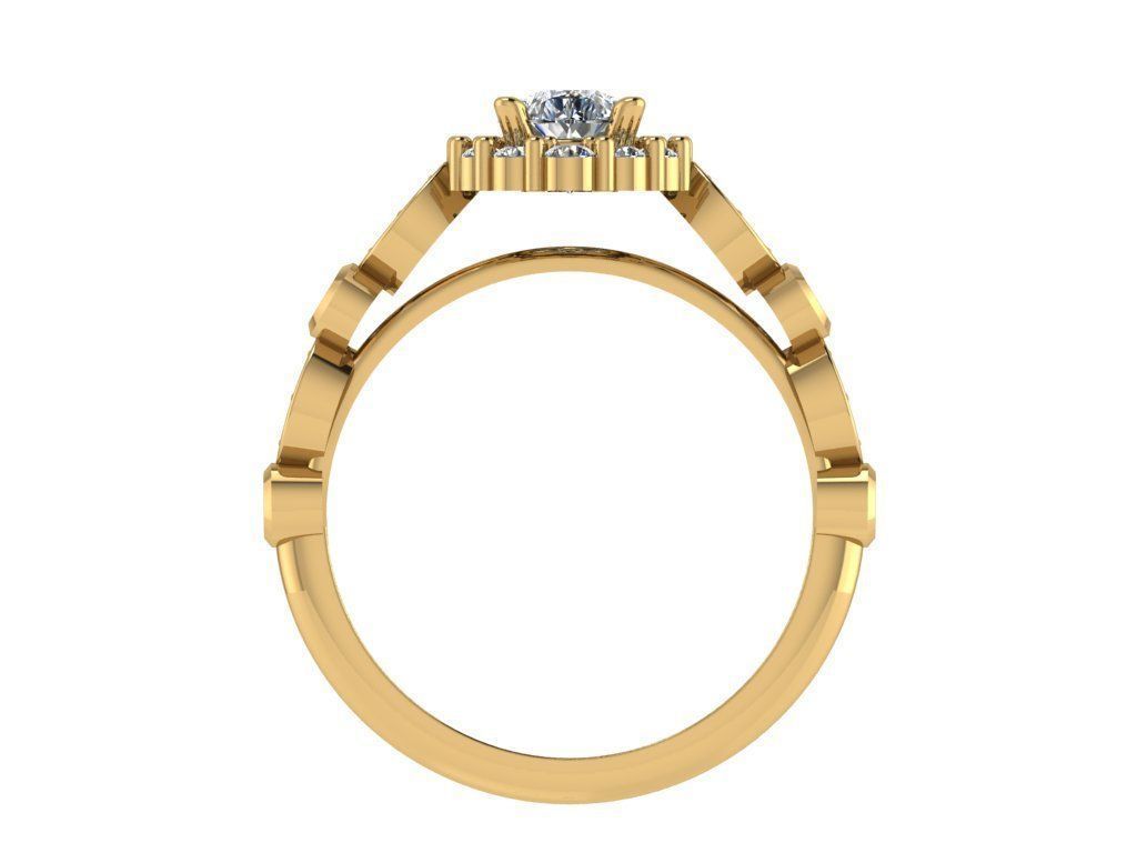 Ring140 pear shaped diamond engagement ring gold 3D print model_2