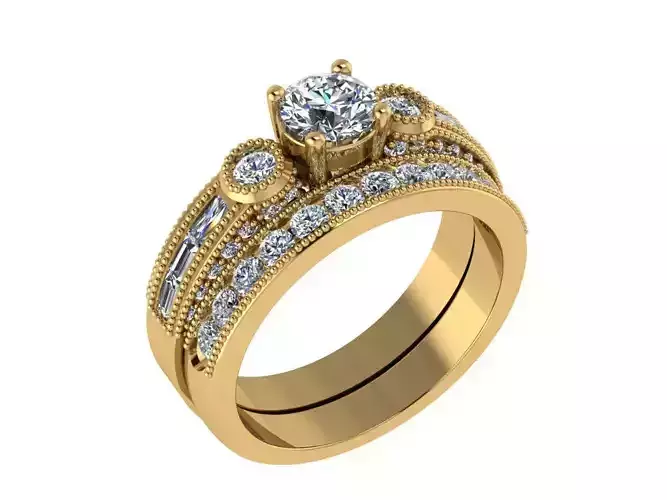 Ring141 gold wedding ring set with diamonds