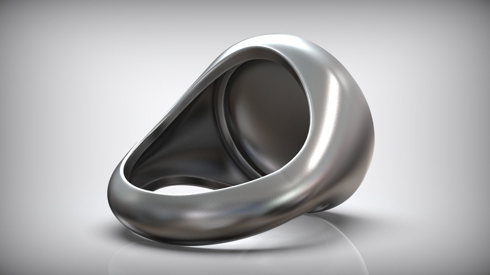 Rococo Floral Ornament Signet Circle Ring 3D print model_6