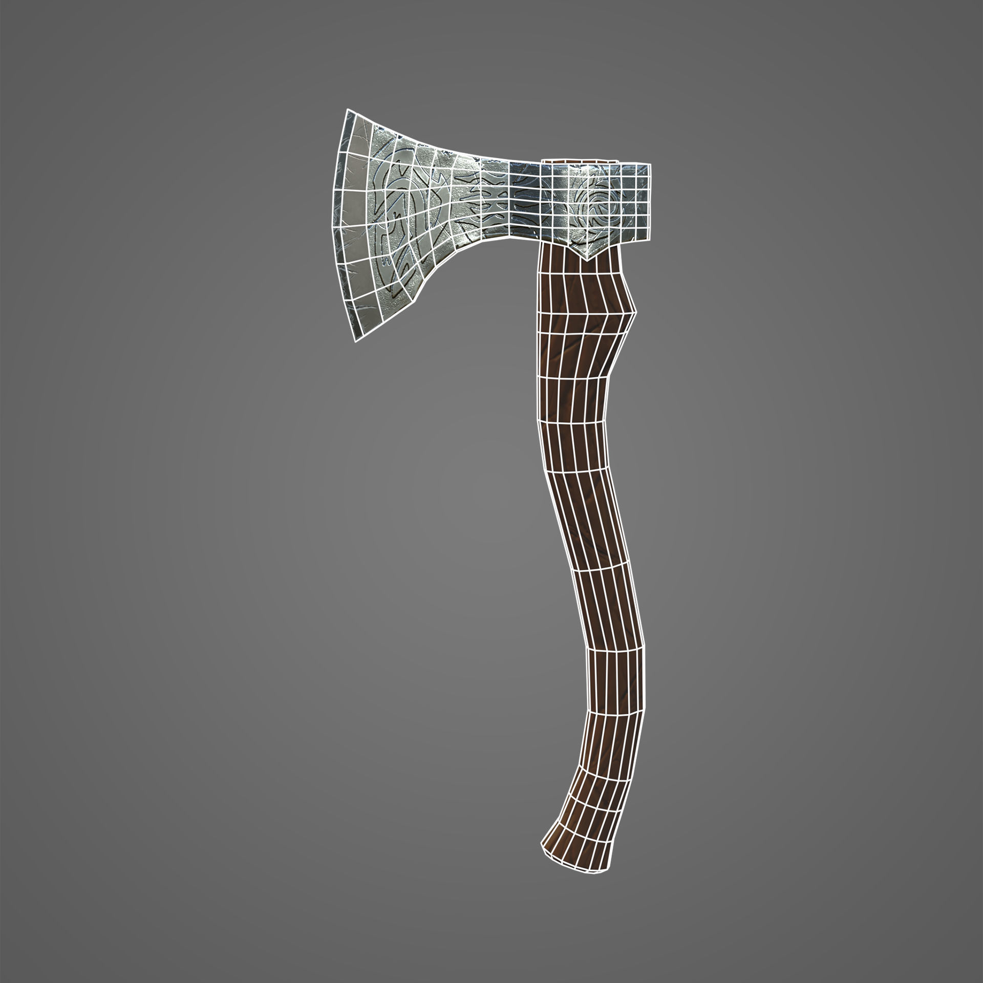 Low poly stylized hunter axe Low-poly 3D model_5