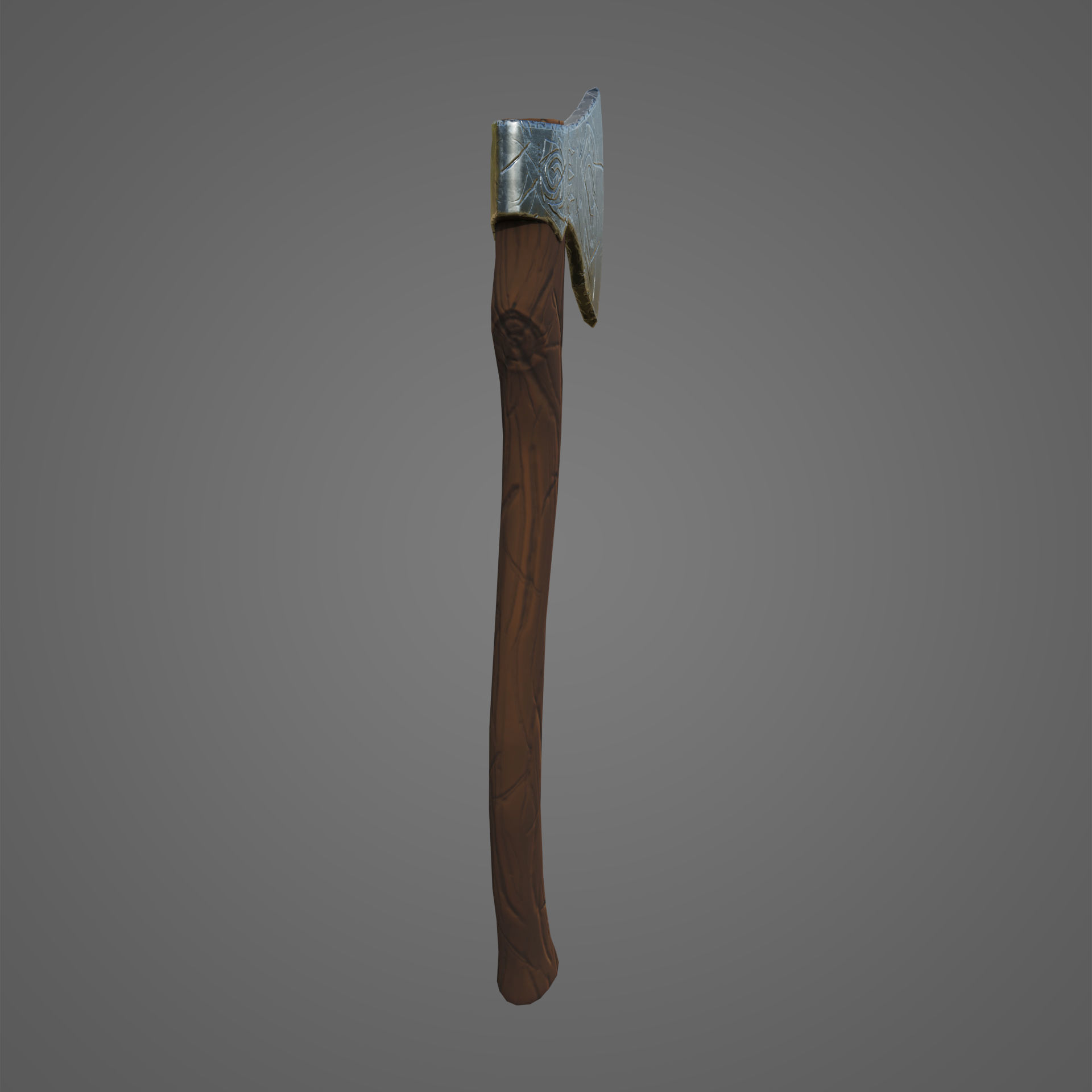 Low poly stylized hunter axe Low-poly 3D model_2