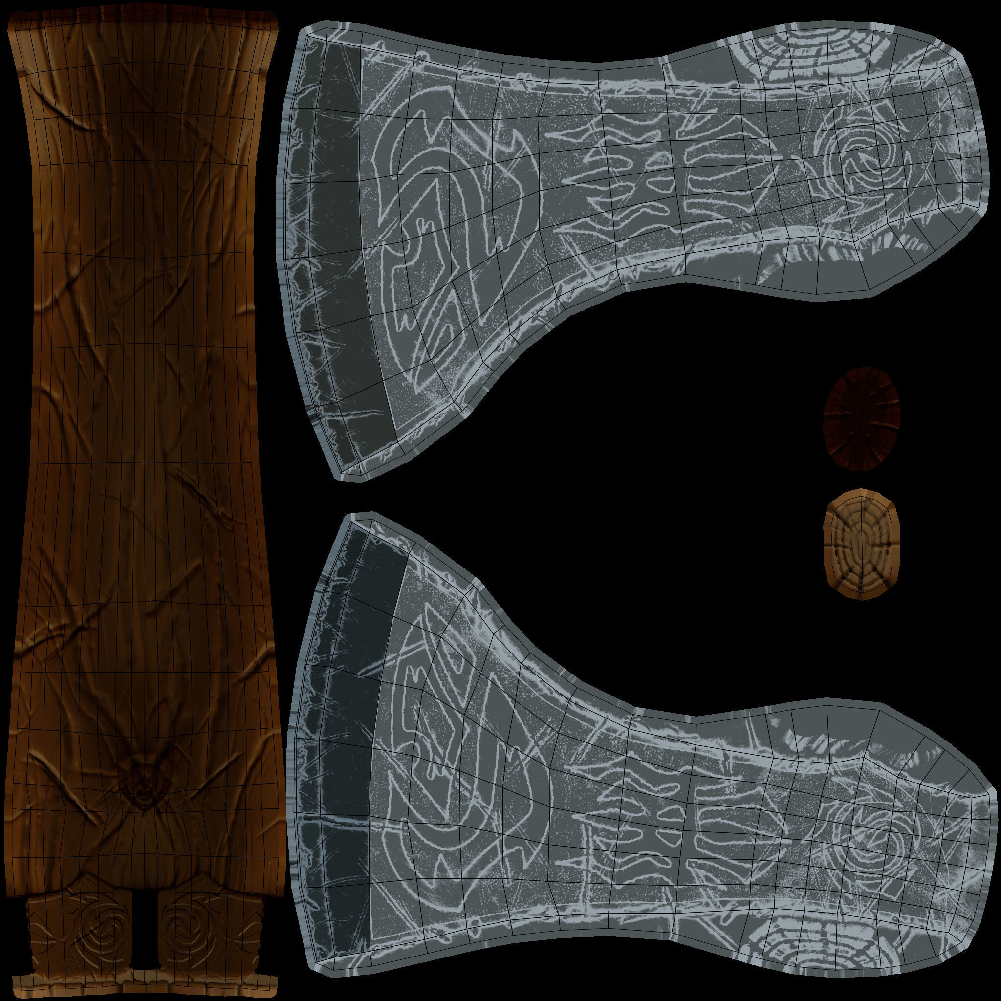 Low poly stylized hunter axe Low-poly 3D model_9