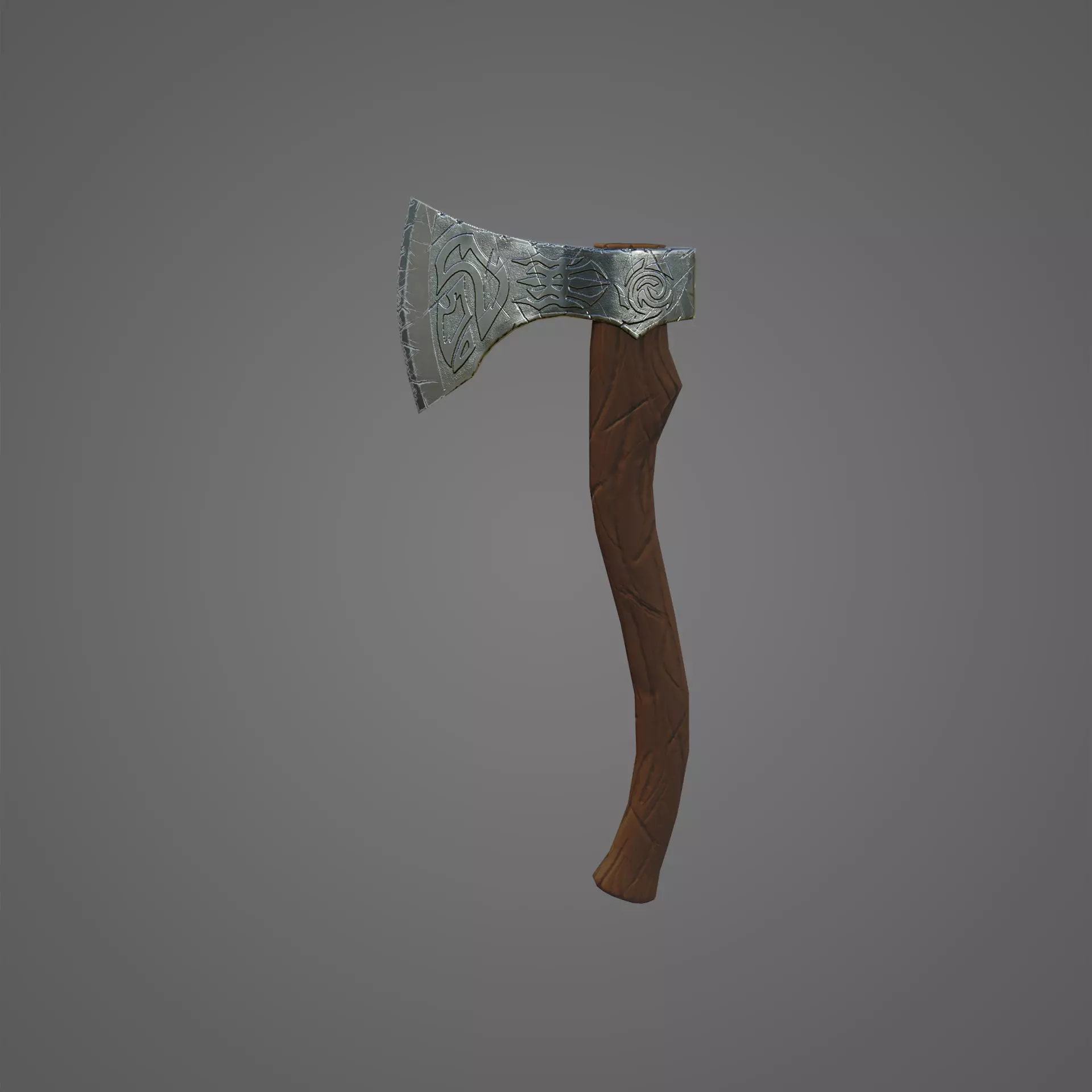 Low poly stylized hunter axe Low-poly 3D model_0