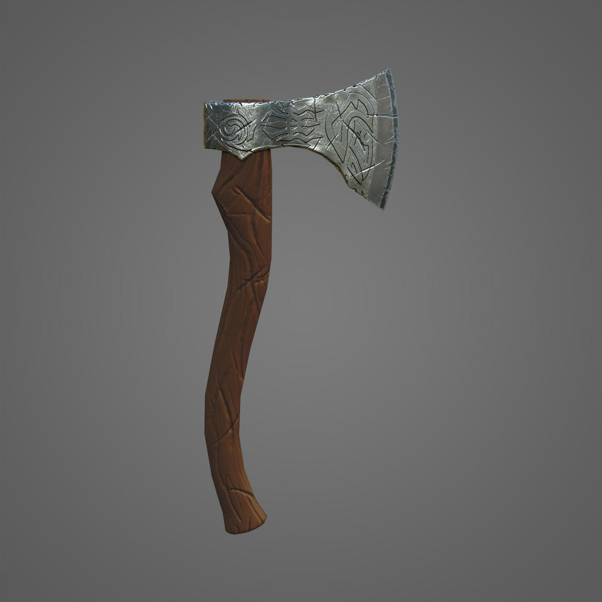 Low poly stylized hunter axe Low-poly 3D model_1