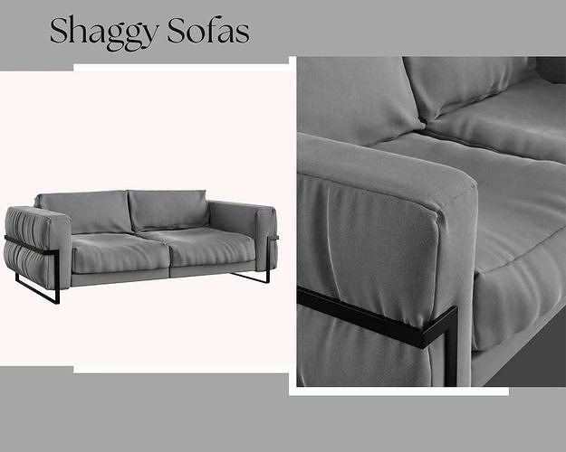 Shaggy Sofa 3D model Low-poly 3D model