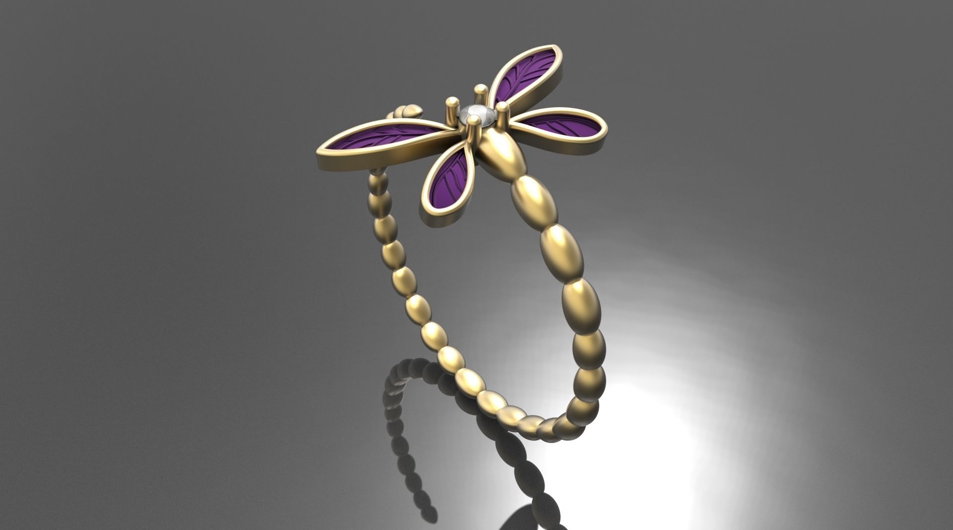 Dragonfly ring 3D print model_3