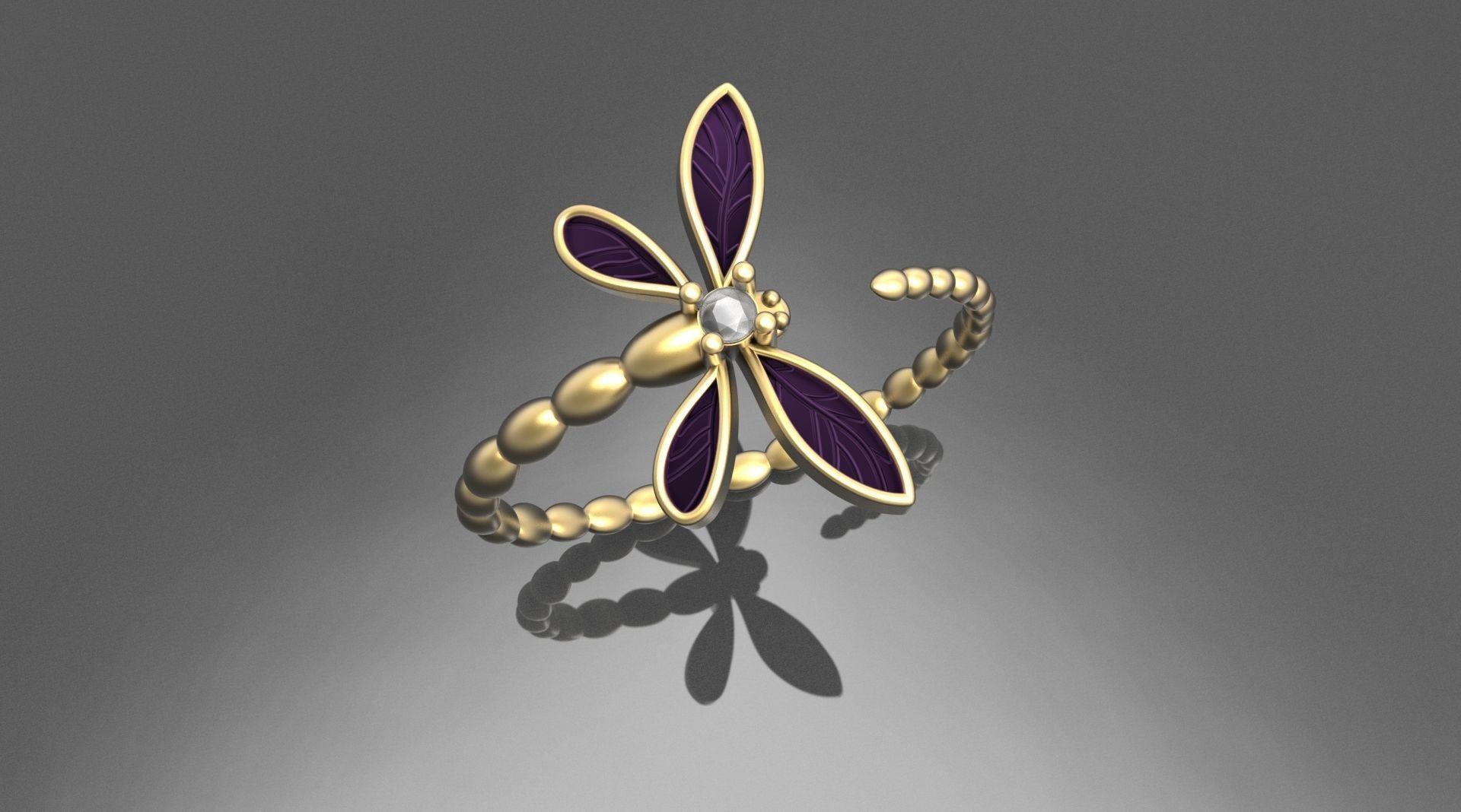 Dragonfly ring 3D print model_1