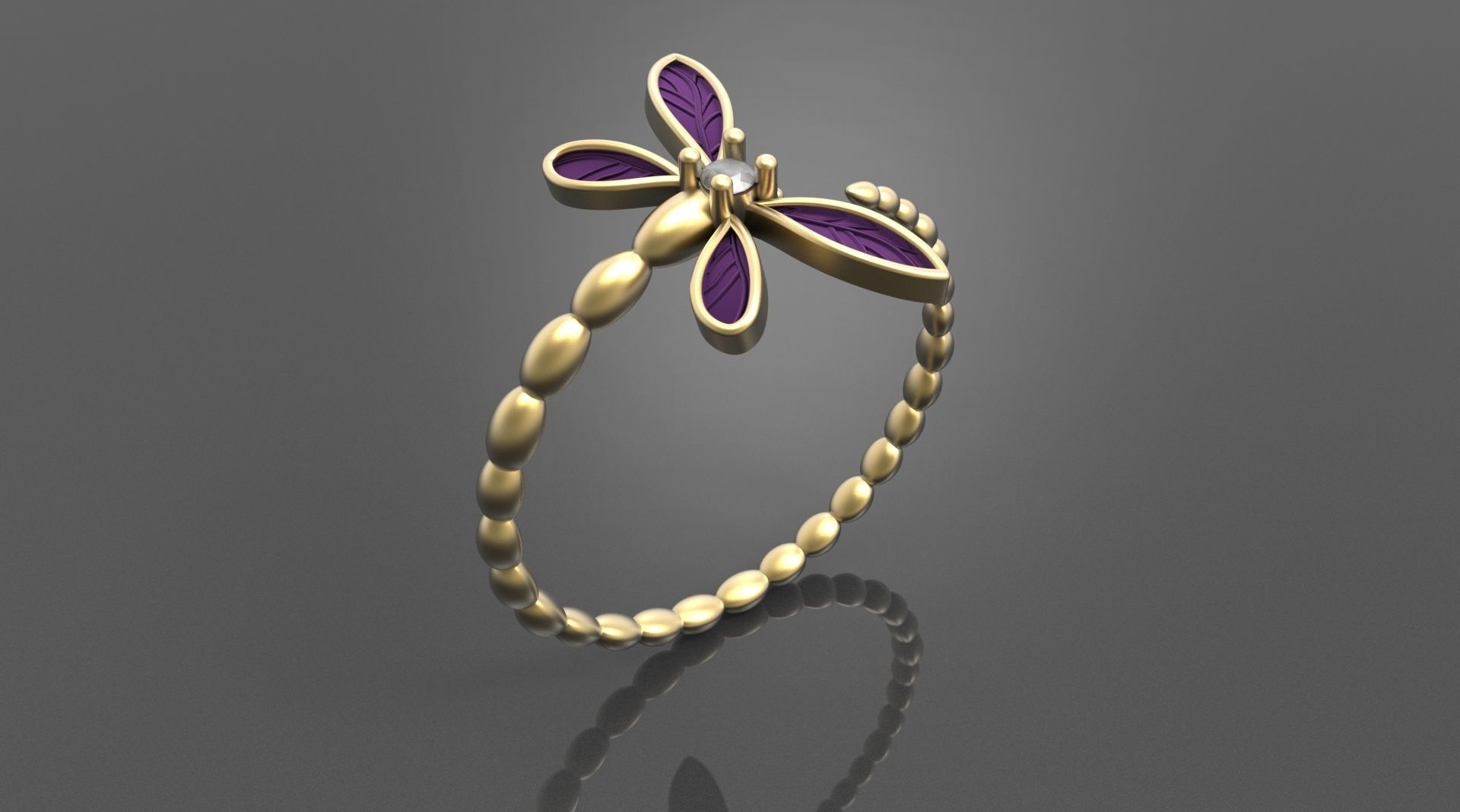 Dragonfly ring 3D print model_2