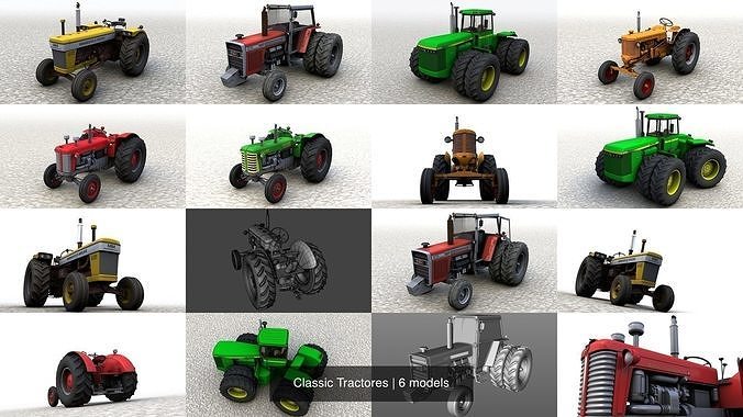 Classic Tractores 3D Model Collection