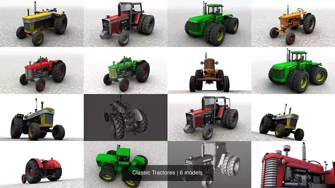 Classic Tractores 3D Model Collection