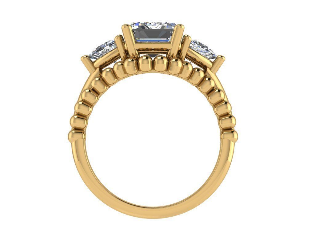 Ring143 emerald cut diamond engagement ring set gold 3D print model_2
