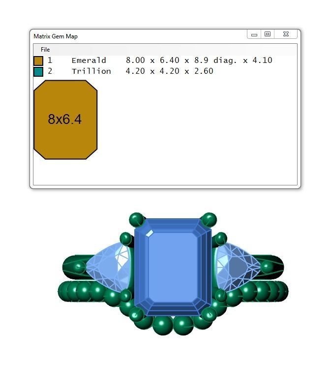 Ring143 emerald cut diamond engagement ring set gold 3D print model_6