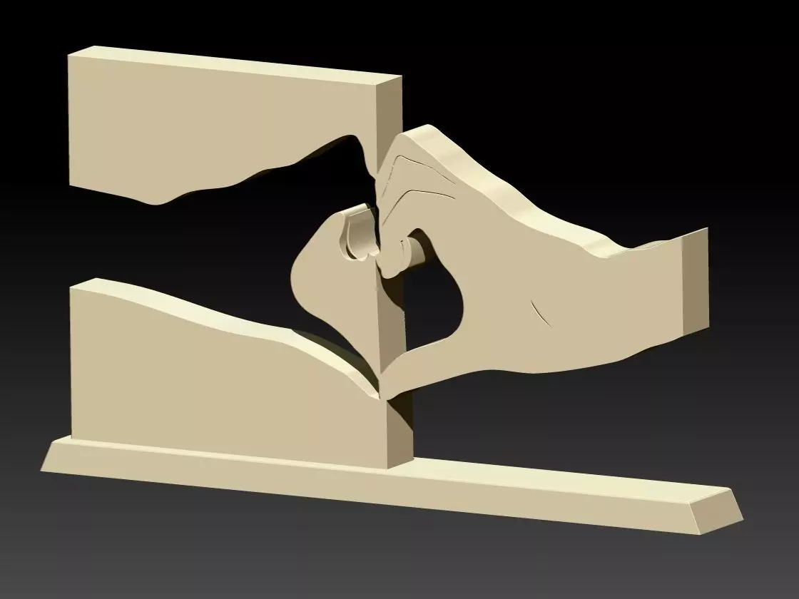 BLACK AND WHITE HANDS IN THE FORM OF HEART SHAPE 3D print model
