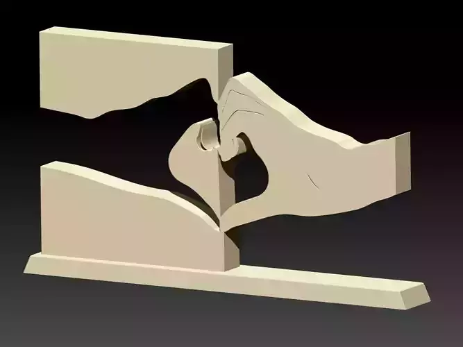 BLACK AND WHITE HANDS IN THE FORM OF HEART SHAPE 3D print model