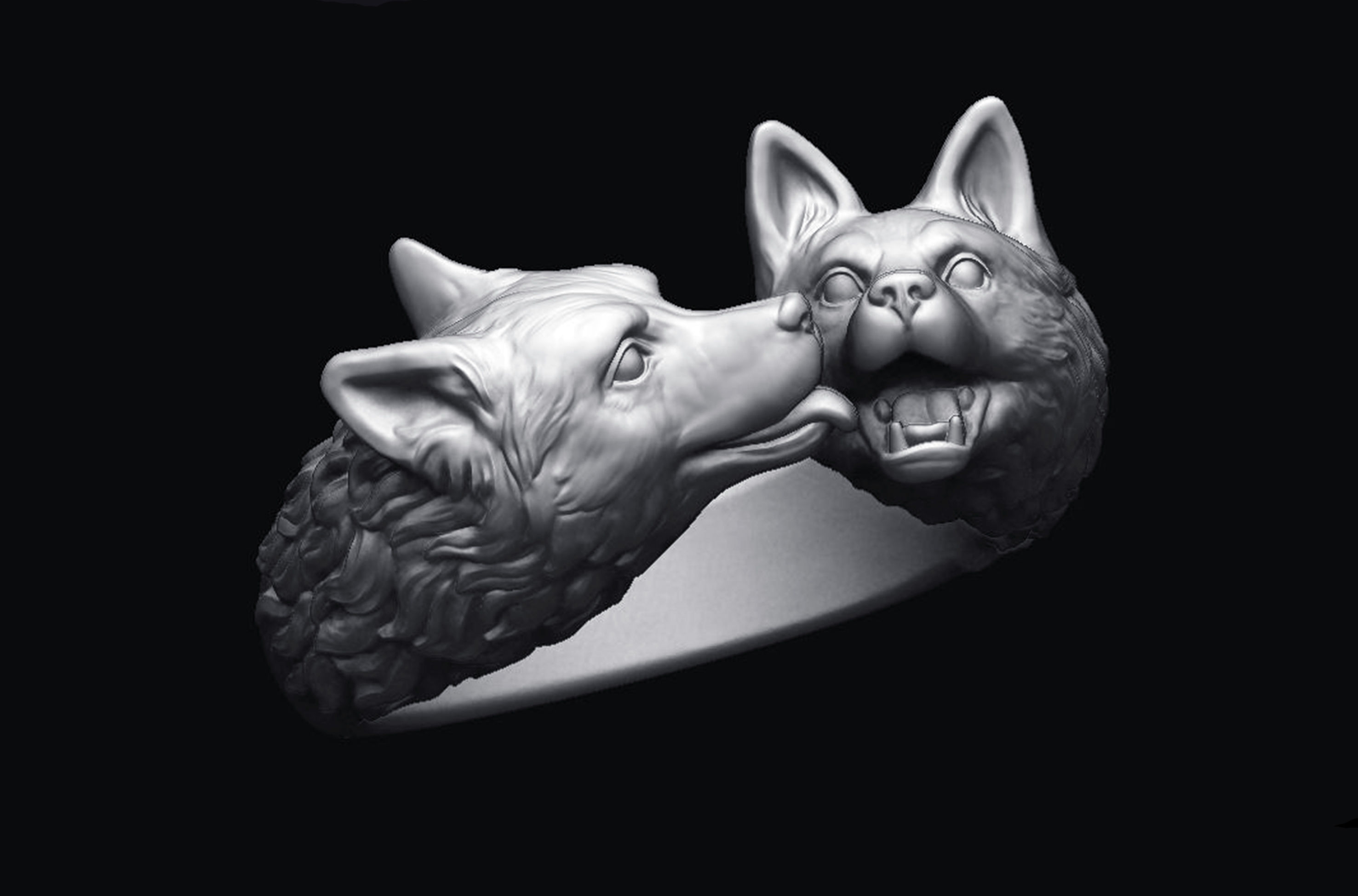 Kissing Dogs 3D print model_10