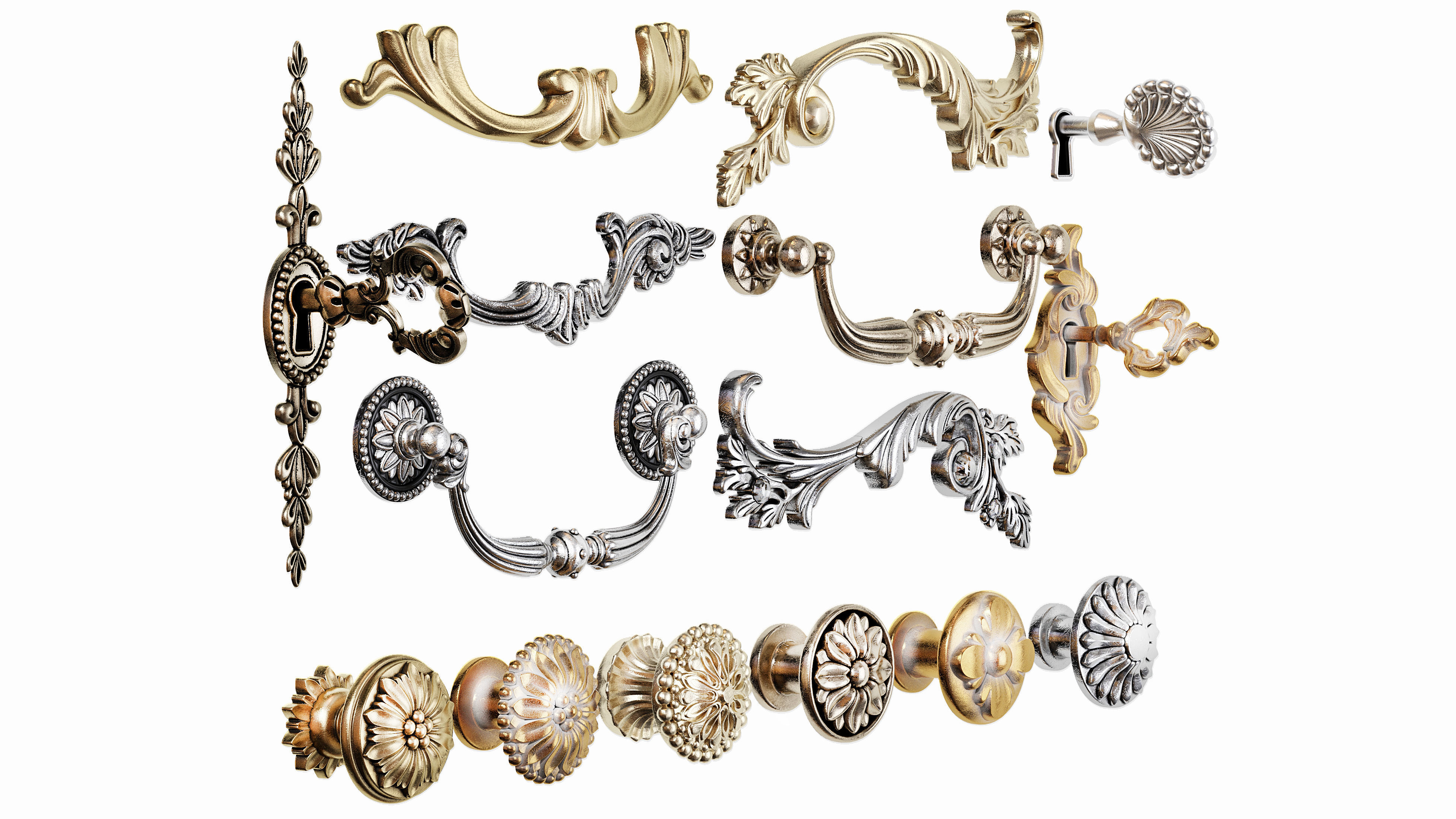 Classic furniture handles 01 3D model_1