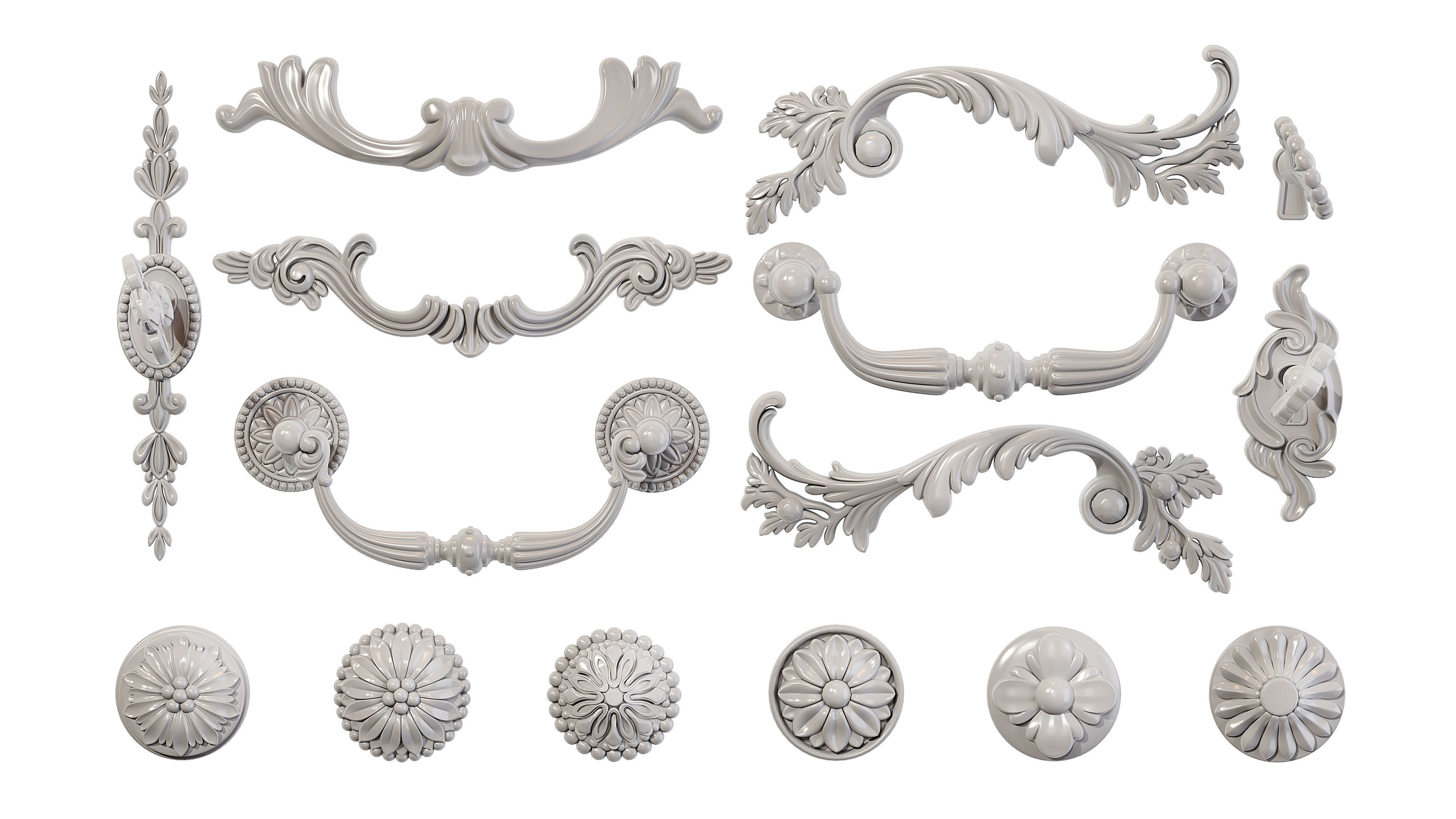 Classic furniture handles 01 3D model_3