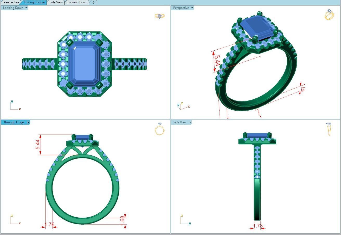 Ring144 emerald cut diamond engagement ring gold 3D print model_5
