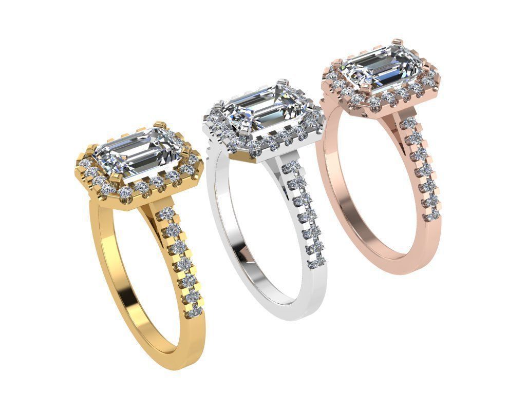 Ring144 emerald cut diamond engagement ring gold 3D print model_4