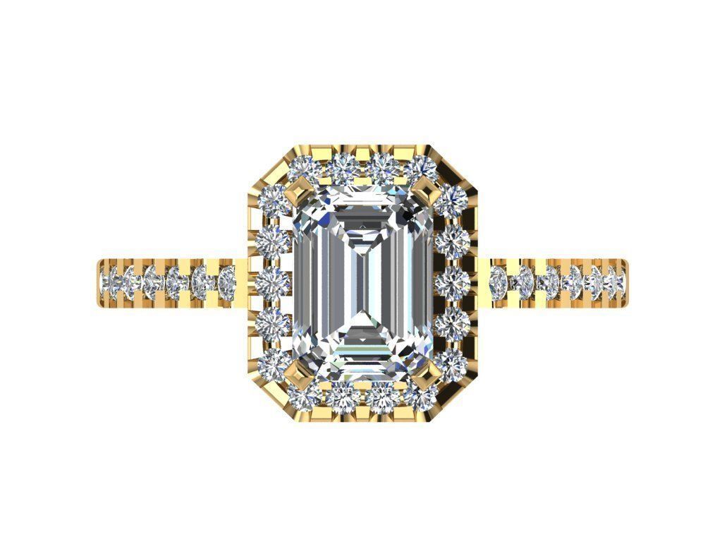 Ring144 emerald cut diamond engagement ring gold 3D print model_1
