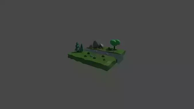 lowpoly area island with trees and grass